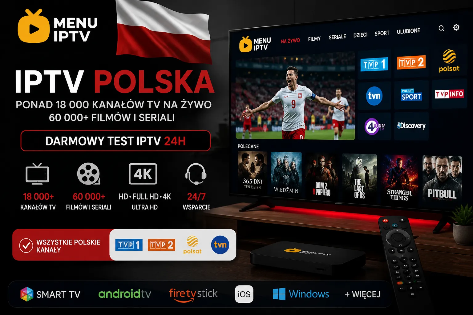IPTV Polska 2026 z MenuIPTV - ponad 18 000 kanałów TV i 60 000+ filmów oraz seriali