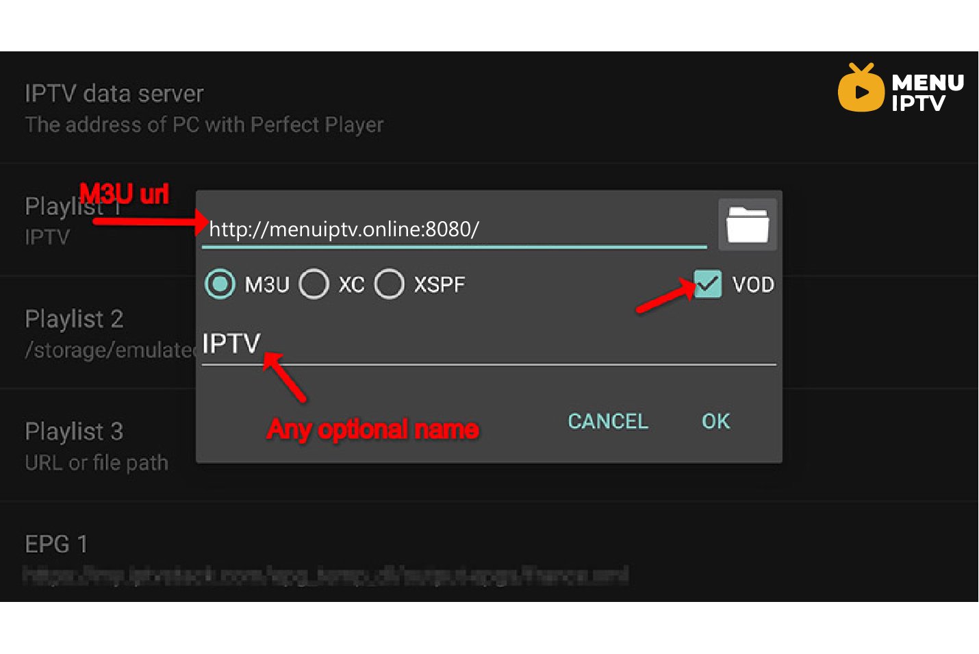 6 steps How to setup IPTV on Perfect Player - MENUIPTV