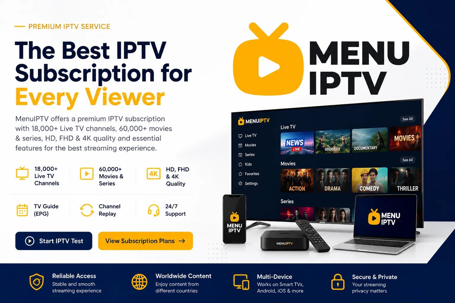 Best IPTV subscription 2026 with MenuIPTV