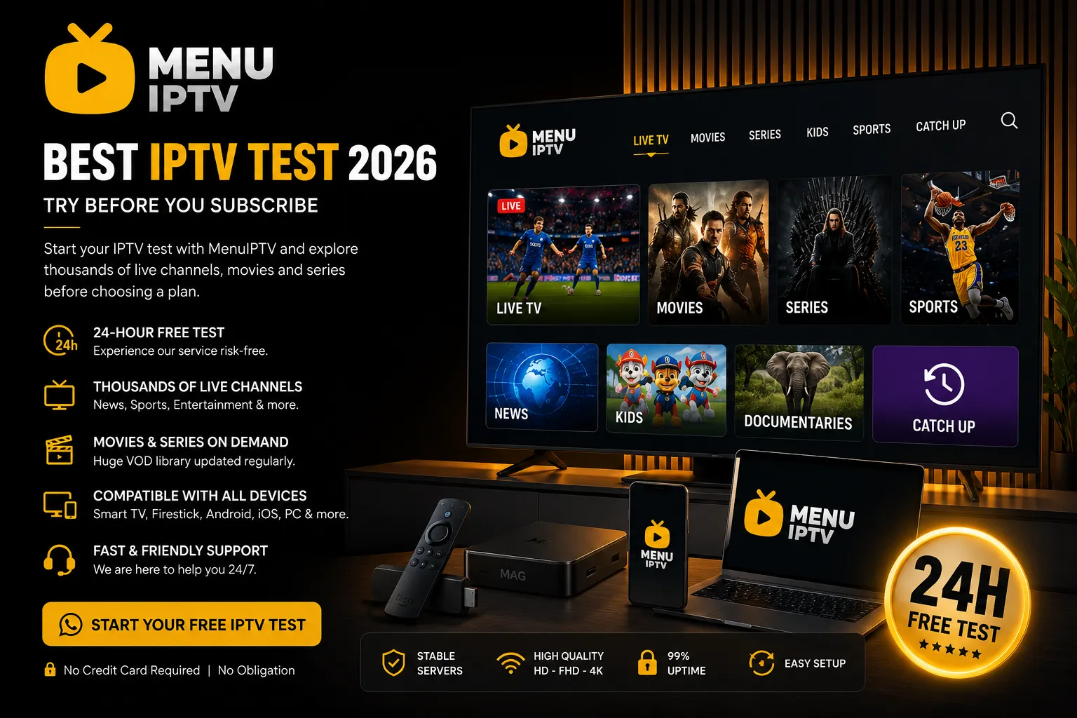 Best IPTV Test 2026 with MenuIPTV